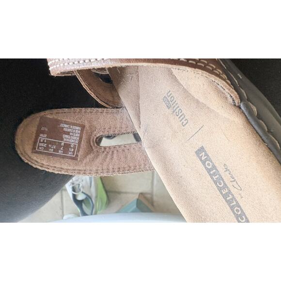 Clarks Leisa Lakia Brown Leather Slip On Sandals Adjustable Straps Size 7M - Picture 2 of 8